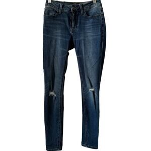Lucky Brand Womens Sz 2 Sasha Super Skinny Jeans Blue Mid Rise Distressed Denim